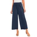 Plus Size Women's Stretch Knit Wide Leg Crop Pant by The London Collection in Navy (Size 26/28) Pants