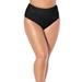 Plus Size Women's Side Knot Drape Overlay High Waist Bikini Brief by Swimsuits For All in Black (Size 26)