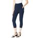 Plus Size Women's Side-Pocket Essential Capri Legging by Roaman's in Navy (Size 42/44)