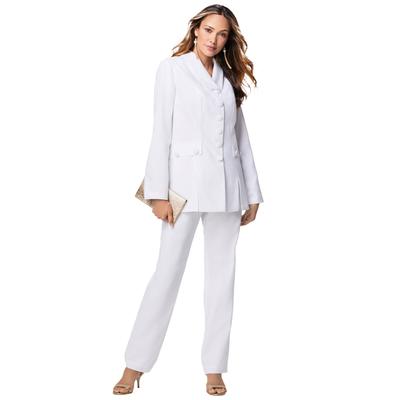 Plus Size Women's Ten-Button Pantsuit by Roaman's in White (Size 18 W)