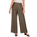 Plus Size Women's Stretch Knit Wide Leg Pant by The London Collection in Black Khaki Houndstooth (Size 12) Wrinkle Resistant Pull-On Stretch Knit