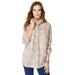 Plus Size Women's Long-Sleeve Kate Big Shirt by Roaman's in Brown Sugar Layered Animal (Size 24 W) Button Down Shirt Blouse