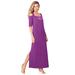 Plus Size Women's Ultrasmooth® Fabric Cold-Shoulder Maxi Dress by Roaman's in Purple Magenta (Size 30/32)