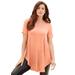 Plus Size Women's Swing Ultra Femme Tunic by Roaman's in Orange Melon (Size 22/24) Short Sleeve V-Neck Shirt