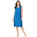 Plus Size Women's Short Sleeveless Sleepshirt by Dreams & Co. in Pool Blue Cosmic Dreams (Size 1X/2X) Nightgown