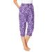 Plus Size Women's Knit Sleep Capri by Dreams & Co. in Plum Burst Daisy Butterfly (Size 6X) Pajamas