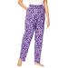 Plus Size Women's Knit Sleep Pant by Dreams & Co. in Plum Burst Daisy Butterfly (Size 2X) Pajama Bottoms