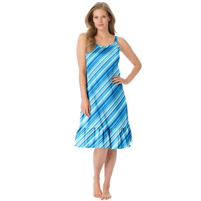 Plus Size Women's Sleeveless Knit Chemise Sleepshirt by Dreams & Co. in Paradise Blue Multi Stripe (Size L)
