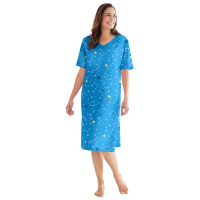 Plus Size Women's Print Sleepshirt by Dreams & Co. in Pool Blue Cosmic Dreams (Size 5X/6X) Nightgown