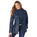 Plus Size Women's Leather Blazer by Jessica London in Navy (Size 20 W)