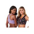 Plus Size Women's Wireless Sport Bra 2-Pack by Comfort Choice in Black Tossed Hearts (Size 4X)