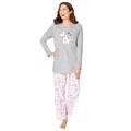 Plus Size Women's Long Sleeve Knit PJ Set by Dreams & Co. in Heather Grey Spring Dog (Size 34/36) Pajamas