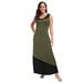 Plus Size Women's Sleeveless Knit Maxi Dress by The London Collection in Dark Olive Green Colorblock (Size 30)