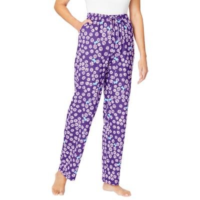 Plus Size Women's Knit Sleep Pant by Dreams & Co. in Plum Burst Daisy Butterfly (Size 6X) Pajama Bottoms