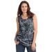 Plus Size Women's Perfect Printed Scoopneck Tank by Woman Within in Black Paisley (Size 26/28) Top