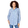 Plus Size Women's Perfect Long Sleeve Shirt by Woman Within in Blue Chambray Stars (Size 5X)