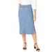 Plus Size Women's Comfort Waist Stretch Denim Midi Skirt by Jessica London in White Animal (Size 28) Elastic Waist Stretch Denim