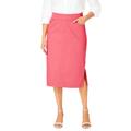 Plus Size Women's Comfort Waist Stretch Denim Midi Skirt by Jessica London in Tea Rose (Size 20) Elastic Waist Stretch Denim