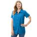 Plus Size Women's Short-Sleeve Button Down Seersucker Shirt by Woman Within in Vibrant Blue (Size L)