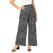 Plus Size Women's Stretch Knit Wide Leg Pant by The London Collection in Black Giraffe Print (Size 14/16) Wrinkle Resistant Pull-On Stretch Knit