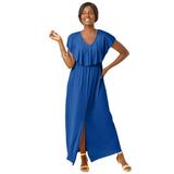 Plus Size Women's Stretch Knit Ruffle Maxi Dress by The London Collection in Dark Sapphire (Size 32 W)