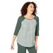 Plus Size Women's Three-Quarter Sleeve Baseball Tee by Woman Within in Pine Stripe (Size L) Shirt