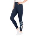 Plus Size Women's Stretch Cotton Embroidered Legging by Woman Within in Navy Banana Floral Embroidery (Size 26/28)