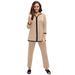 Plus Size Women's 2-Piece Stretch Knit Notch Neck Pant Set by The London Collection in New Khaki Black Combo (Size 1X)