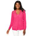 Plus Size Women's Crochet Button-front Cardigan by Jessica London in Pink Burst (Size L)