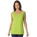 Plus Size Women's Stretch Cotton Horseshoe Neck Tank by Jessica London in Dark Lime (Size 26/28) Top Stretch Cotton