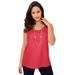 Plus Size Women's Stretch Cotton Horseshoe Neck Tank by Jessica London in Bright Red (Size 26/28) Top Stretch Cotton