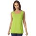 Plus Size Women's Horseshoe Neck Tank by Jessica London in Dark Lime (Size 12) Top Stretch Cotton