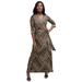 Plus Size Women's Stretch Knit Faux Wrap Maxi Dress by The London Collection in New Khaki Brushstroke Chevron (Size 30 W)