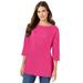 Plus Size Women's Perfect Elbow-Sleeve Boatneck Tee by Woman Within in Raspberry Sorbet (Size L) Shirt