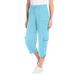 Plus Size Women's Pull-On Knit Cargo Capri by Woman Within in Seamist Blue (Size L)