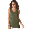 Plus Size Women's Scoopneck Tank by Roaman's in Dark Olive Green (Size 2X) Top 100% Cotton Layering A-Shirt