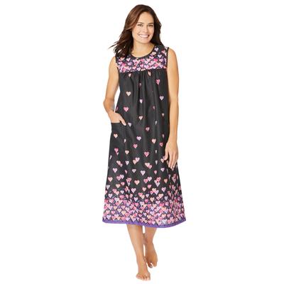 Plus Size Women's Sleeveless Print Lounger by Only Necessities in Black Floating Hearts (Size 2X)