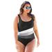 Plus Size Women's Colorblock One-Piece by Swim 365 in Black White Anchor (Size 22) Swimsuit