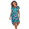 Plus Size Women's High-Low Cover Up by Swim 365 in Mediterranean Floral (Size 34/36) Swimsuit Cover Up