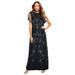 Plus Size Women's Glam Maxi Dress by Roaman's in Black (Size 26 W) Beaded Formal Evening Capelet Gown