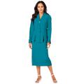 Plus Size Women's Two-Piece Skirt Suit with Shawl-Collar Jacket by Roaman's in Deep Turquoise (Size 32 W)
