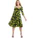 Plus Size Women's Sweetheart Swing Dress by June+Vie in Navy Silhouette Floral (Size 30/32)