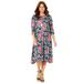 Plus Size Women's Strawbridge Fit & Flare Dress by Catherines in Black Multi Floral (Size 4X)