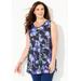 Plus Size Women's Crisscross Timeless Tunic Tank by Catherines in Dark Violet Shadow Floral (Size 6X)