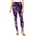 Plus Size Women's Ankle-Length Essential Stretch Legging by Roaman's in Purple Rose Paisley (Size 1X) Activewear Workout Yoga Pants