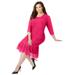 Plus Size Women's Shirred Lace Flounce Dress by Catherines in Pink Burst (Size 2X)