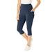 Plus Size Women's Pocket Capri Legging by Woman Within in Heather Navy (Size 2X)