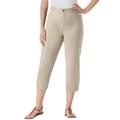 Plus Size Women's Perfect 5-Pocket Relaxed Capri With Back Elastic by Woman Within in Natural Khaki (Size 12 W)