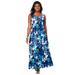Plus Size Women's Stretch Cotton Tank Maxi Dress by Jessica London in Blue Flower (Size 22/24)