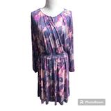 Lularoe Dresses | Lularoe Pink/Purple Pullover Dress Size Xl Tie Neck Elastic Waist No Zippers | Color: Pink/Purple | Size: Xl